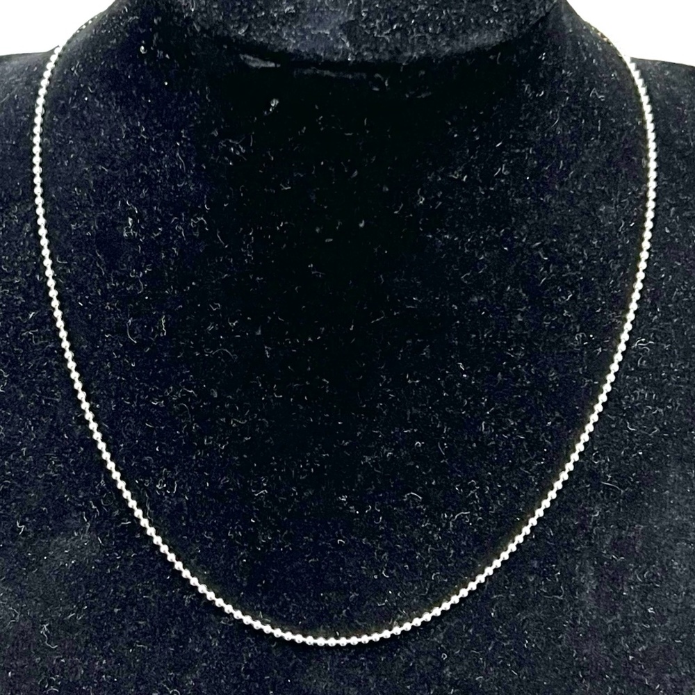 STERLING SILVER 1MM BEAD TOILET CHAIN BEAD NECKLACE